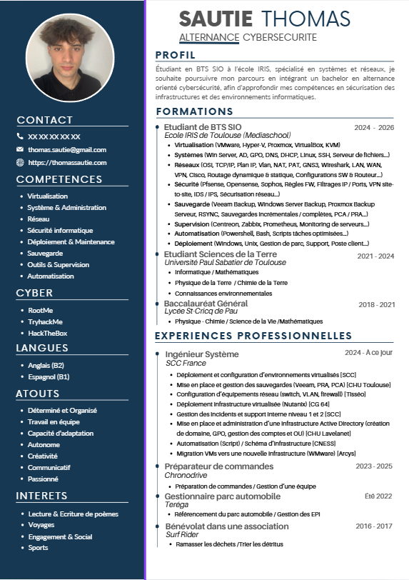 Aperçu du CV de Thomas SAUTIE